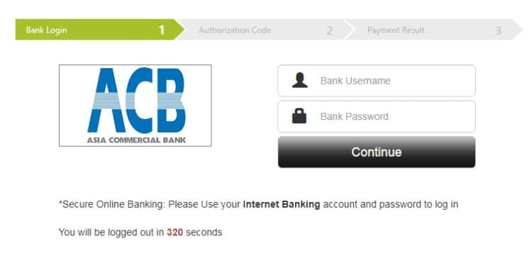 đăng nhập ACB internet banking